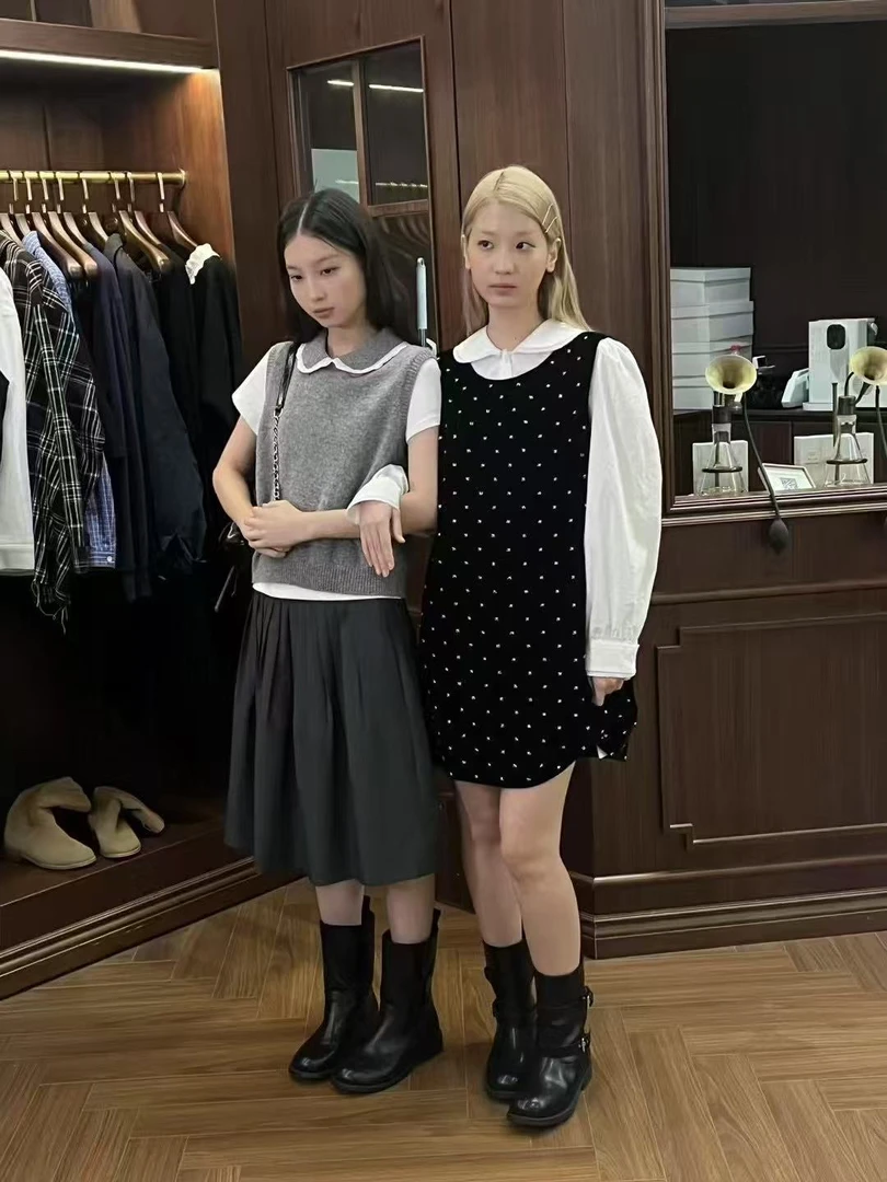 米古古 #SEASHELLS#3306#福 甜美温柔娃娃领设计感马甲（衣长50）