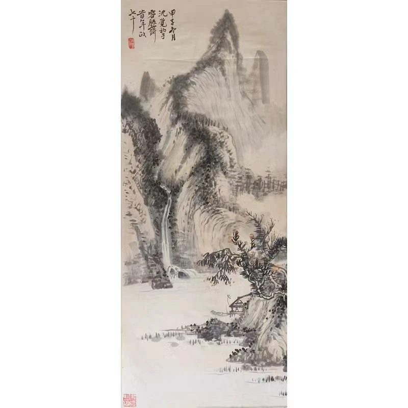 F05  当代《山水作品》 沈觉初  92*38  纸本镜片