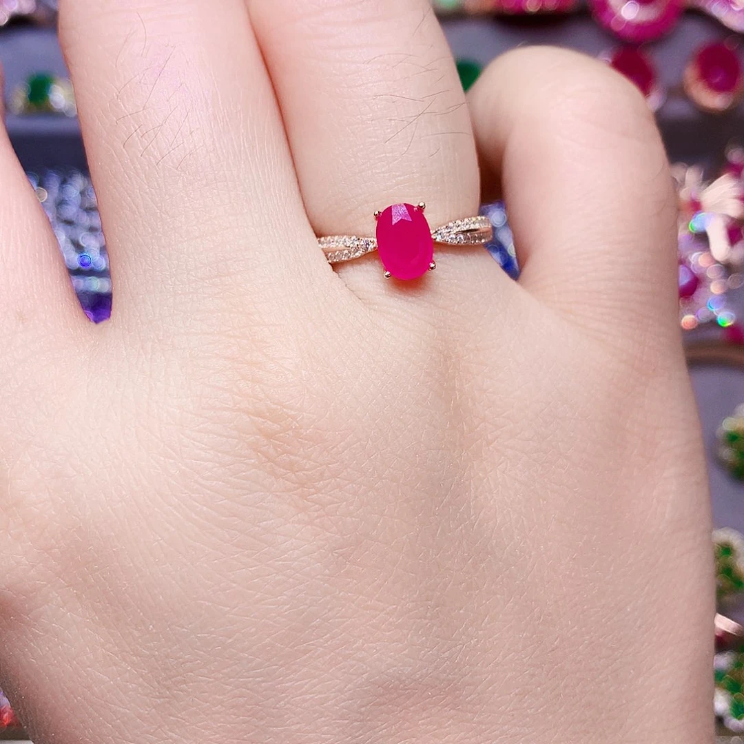 银S925镶嵌戒指红宝石