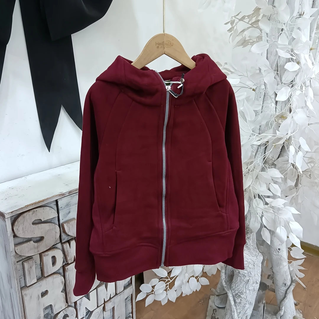 O510酒红色夹棉修身女童外套