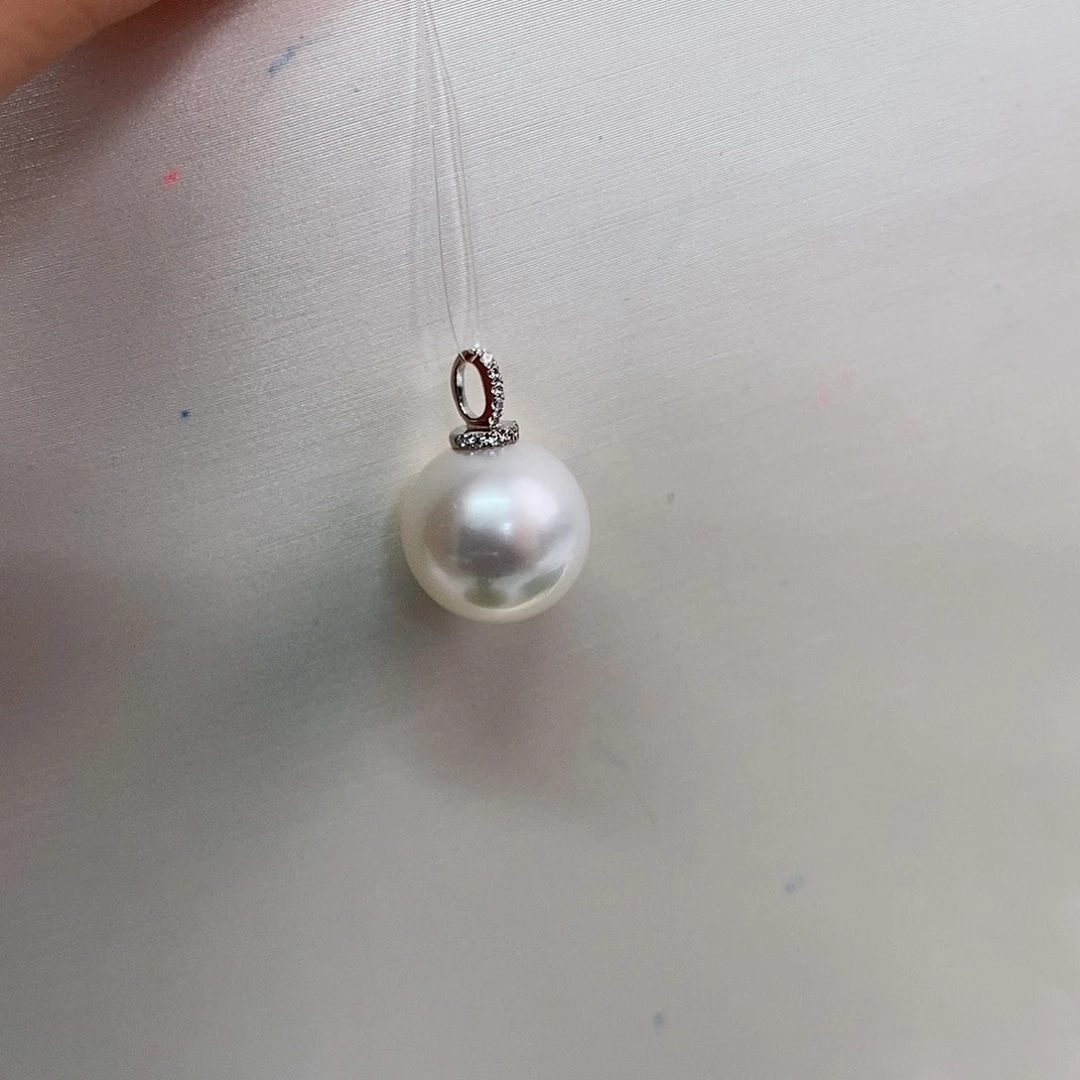 吊坠(不含链)18K金镶嵌海水珍珠12-13