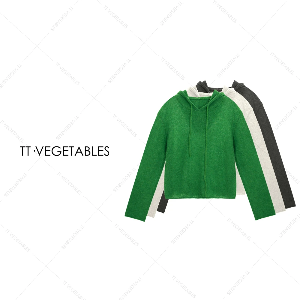 噢芬/小个子【叶月】山羊绒针织衫慵懒复古连帽套头衫毛衣522177