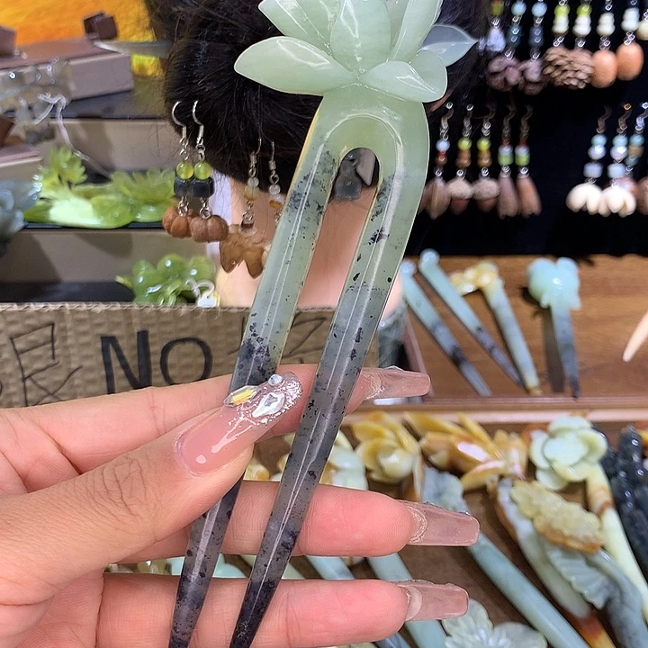 蛇纹石玉合金发饰