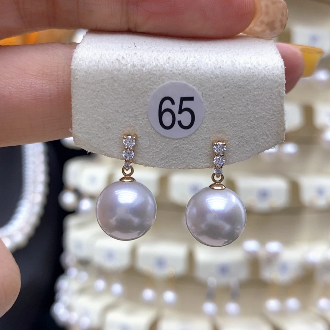 18K金镶嵌淡水珍珠耳饰