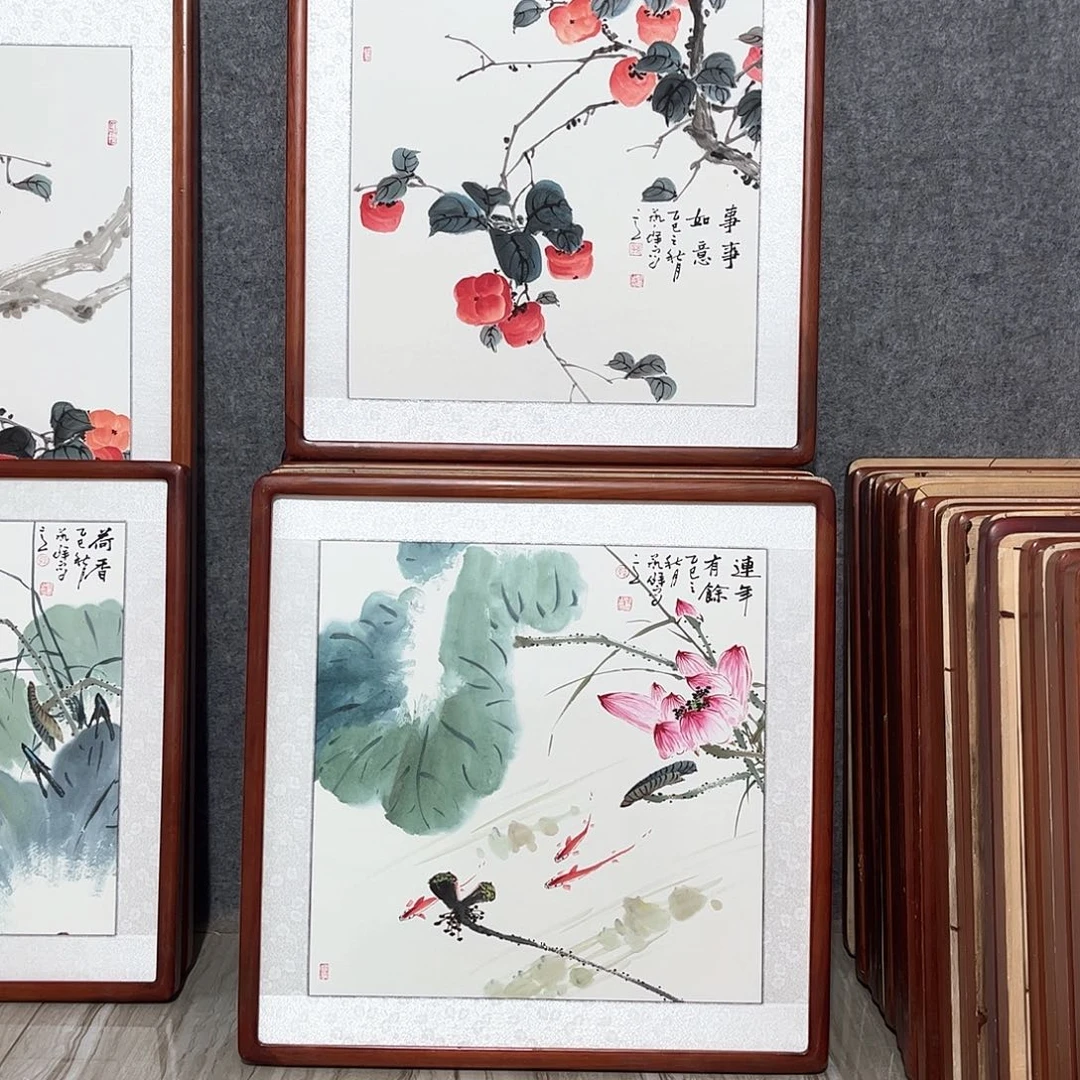 鑫***.国画书画作品带框63×63