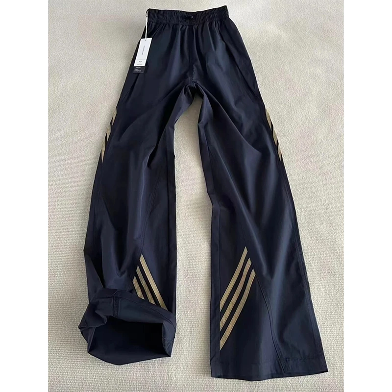 藏青色侧边条纹冲锋裤男春夏美式潮牌阔腿裤子户外机能伞兵工装裤