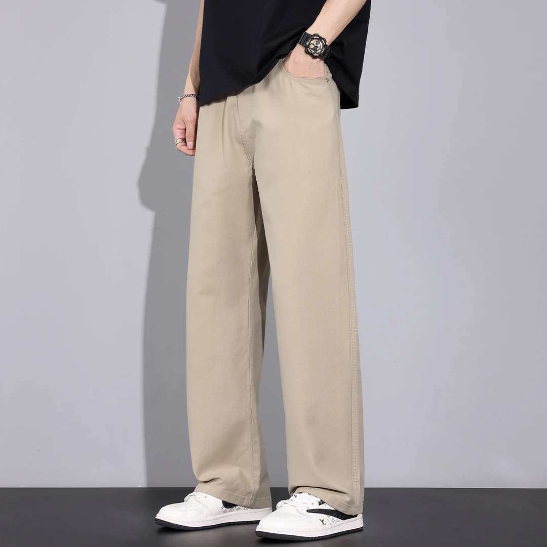 Kuvine2025秋季潮流美式宽松直筒百搭舒适透气外穿大码休闲裤男款