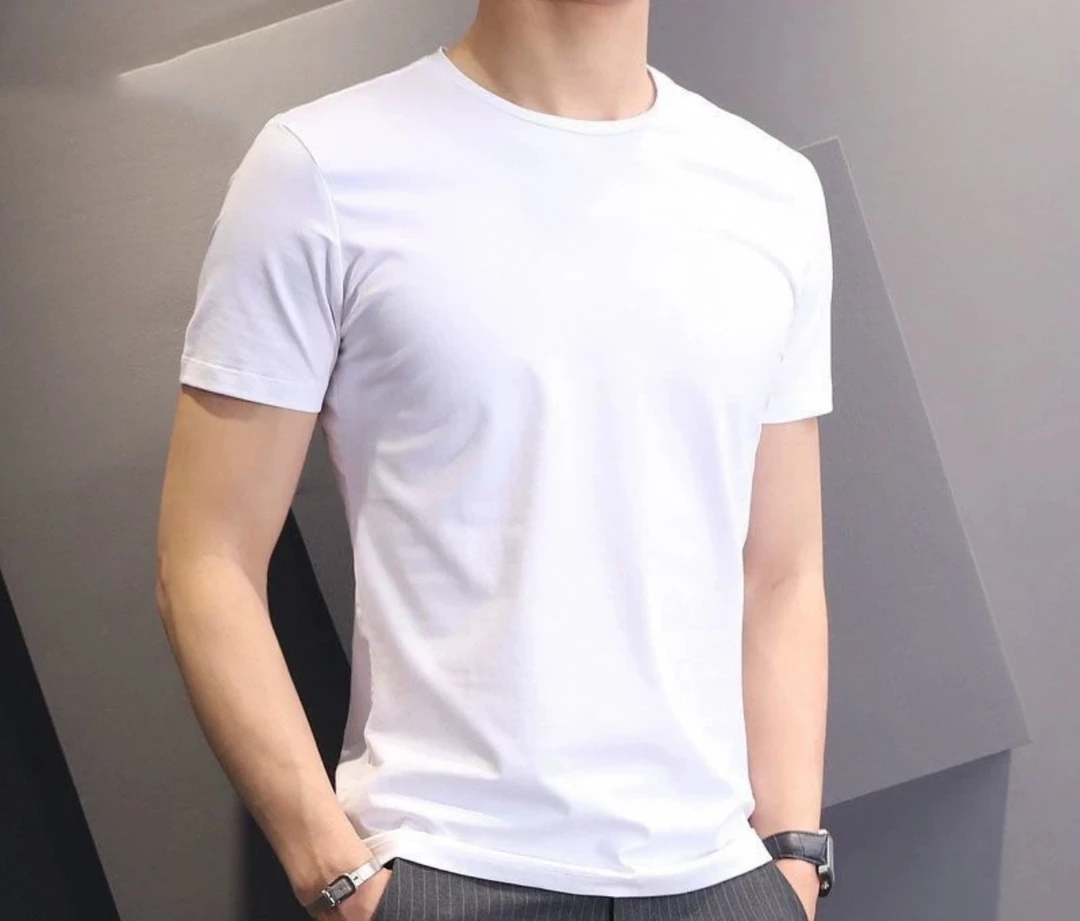 2025男士新款夏季亲肤棉质纯色时尚百搭宽松简约休闲圆领半袖T恤