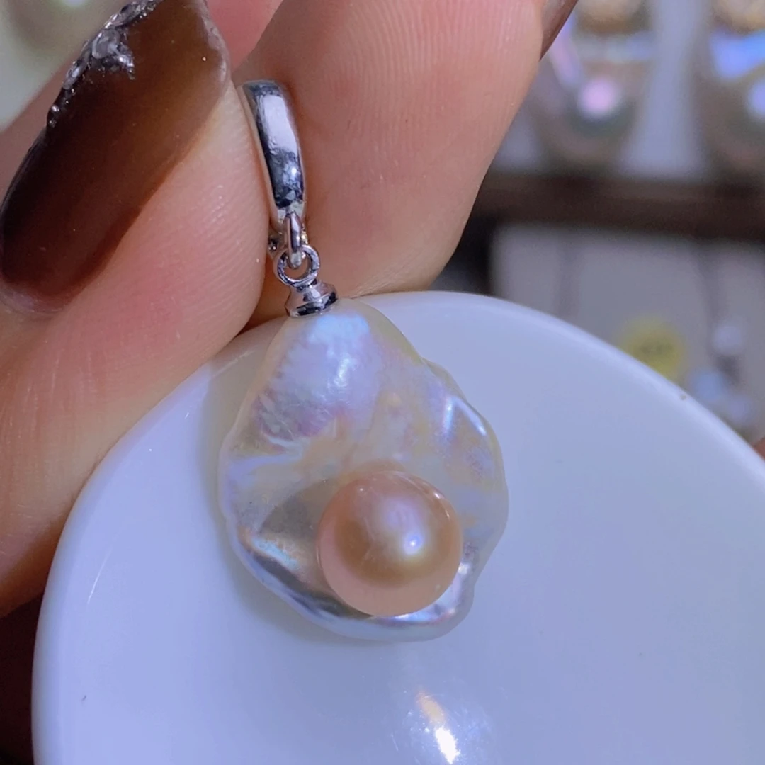 天然淡水珍珠银S925镶嵌淡水珍珠