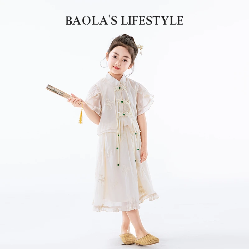 一帘幽梦【高定】亲子套装韩系女童复古夏季中国风气质连衣裙-HX820