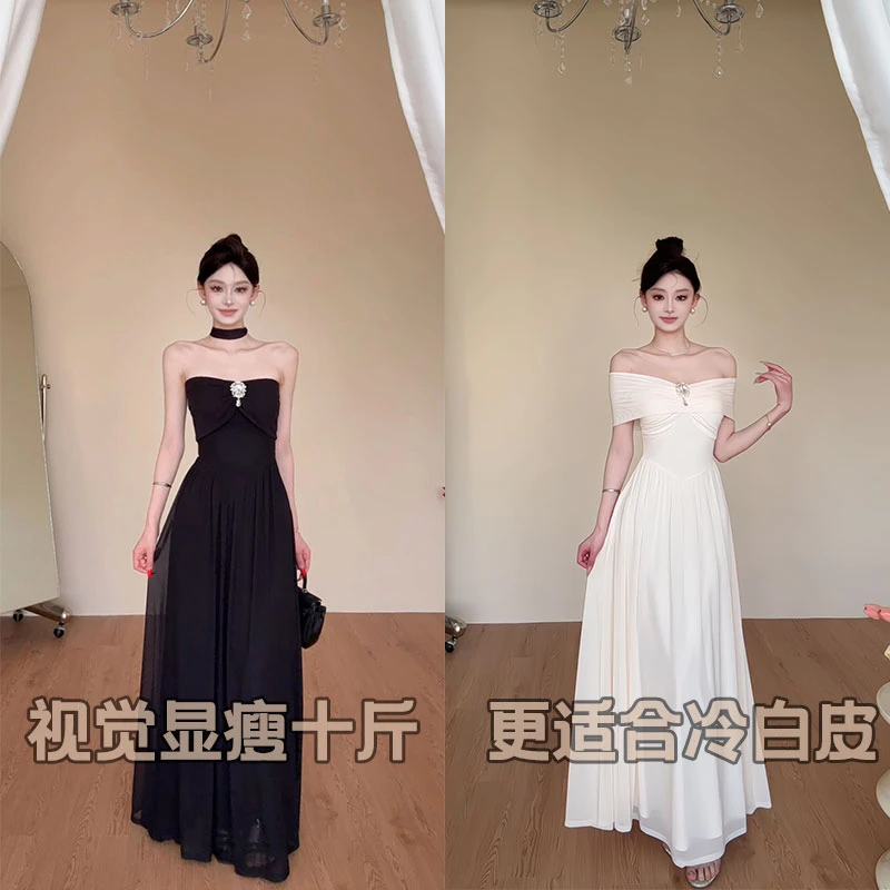 L002/0619【yy】【月光女神】多种穿法高级感收腰显瘦大摆裙连衣裙