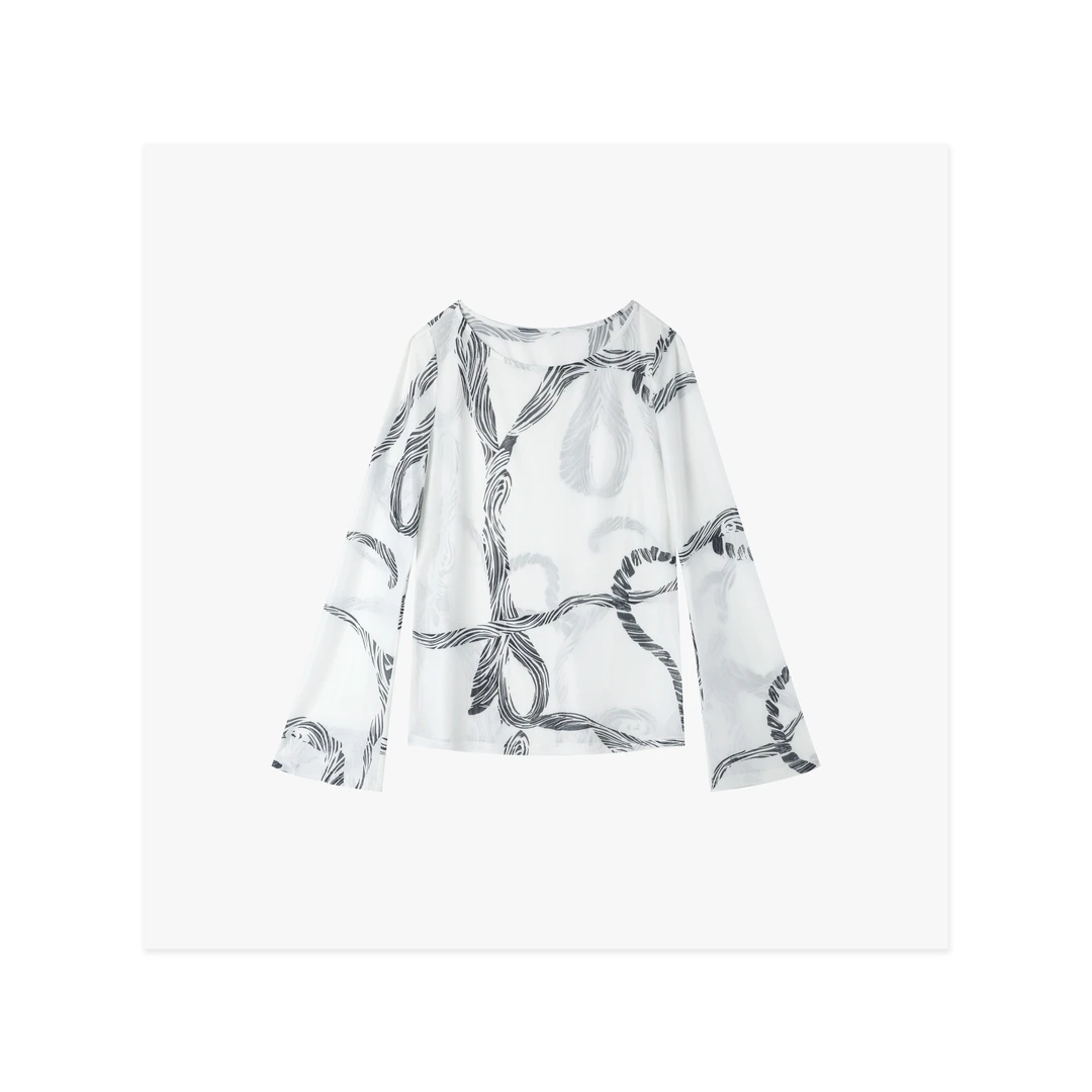 【薄荷林屿】2025新款夏季T恤常规印花宽松型长袖圆领女士616-1Y