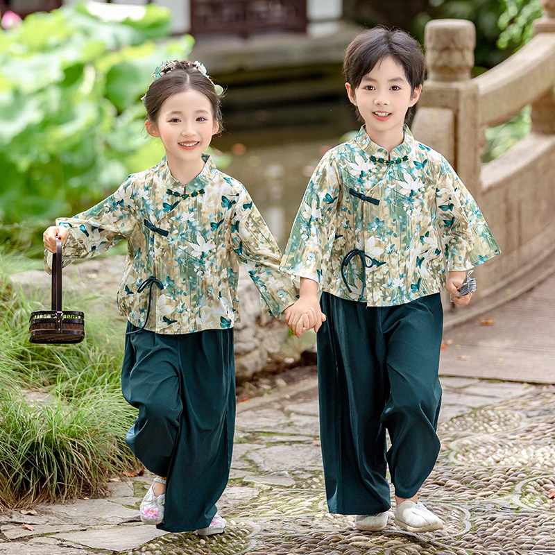 幼儿园汉服古装春秋季开笔礼学生国学服唐装中秋诗词朗诵表演服