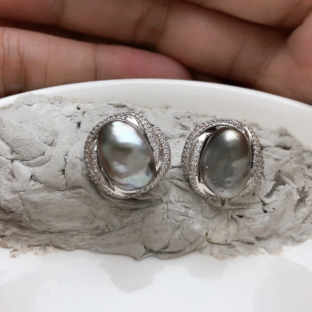 F***D耳饰海水珍珠银S925镶嵌