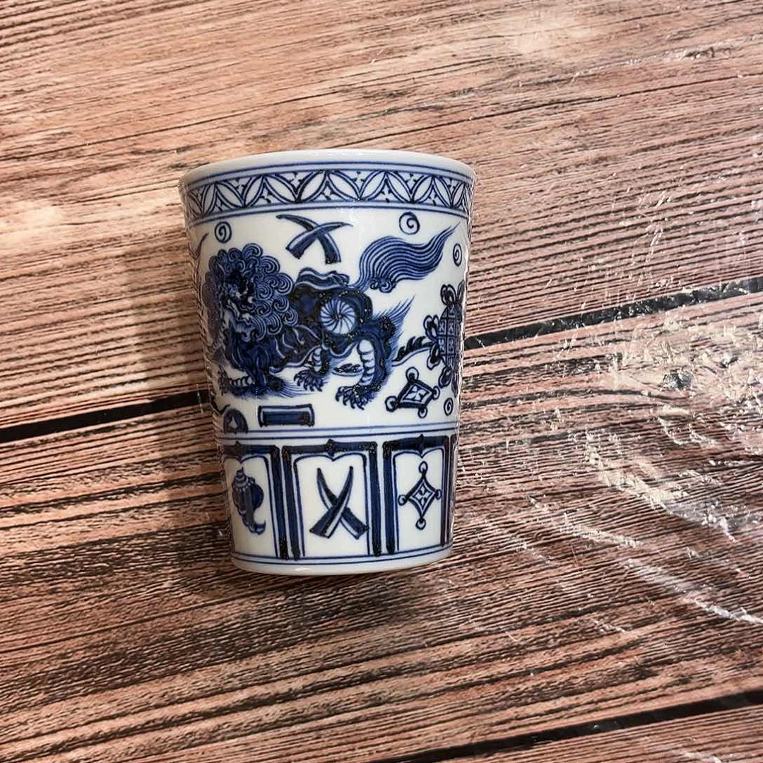 微瑕狮子透明釉可乐杯
