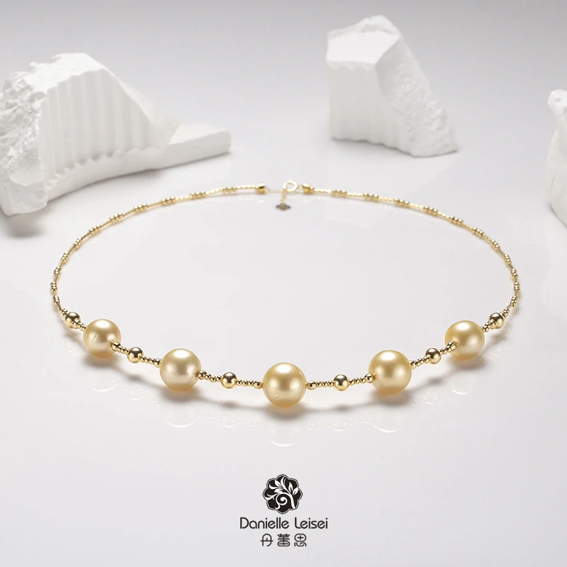 【大D】18K金（夹扣除外）南洋金珠微笑链设计款项链/8-11MM