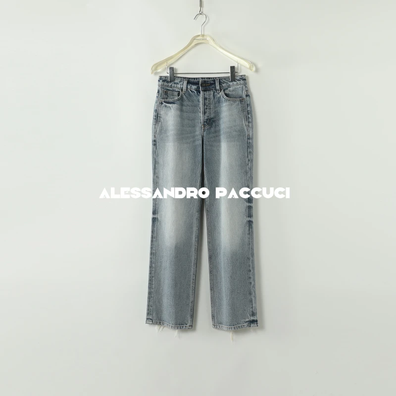 AP洛哥43010NK【海边日落】100棉水洗磨毛百搭牛仔直筒长裤2024秋