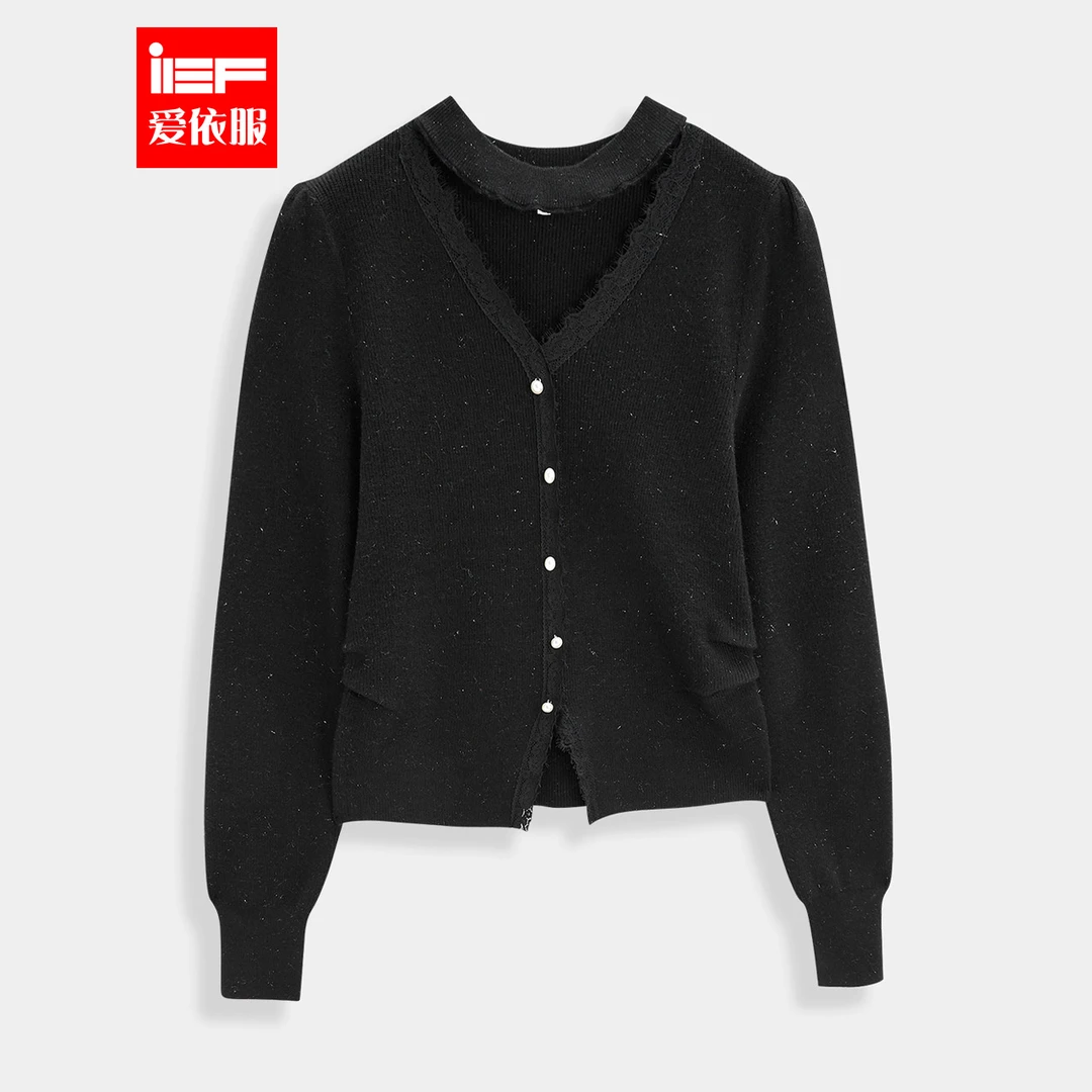 IEF/爱依服2025年秋冬季毛织打底衣小香风气质长袖黑色修身