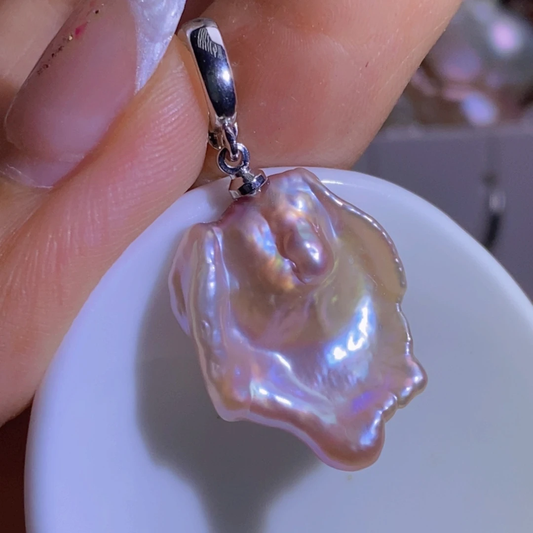 银S925镶嵌淡水珍珠天然淡水珍珠微瑕