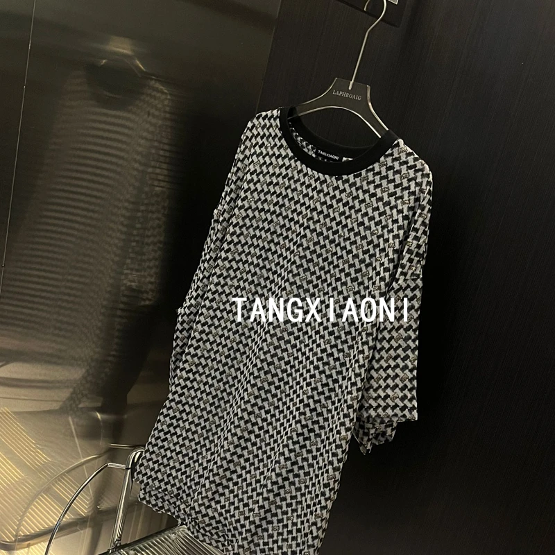2店 小烫金 黑灰格 美衣套