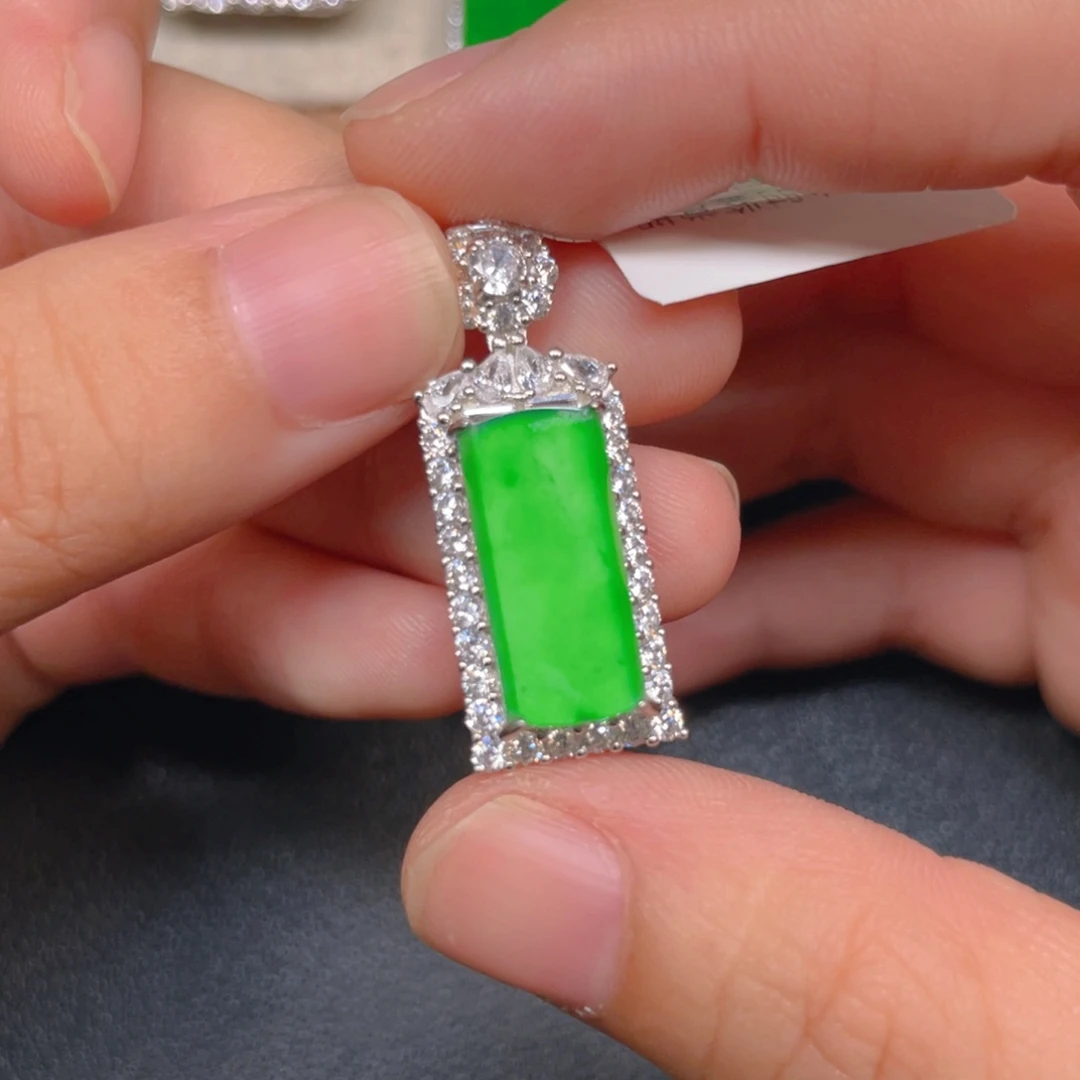 翡翠银S925镶嵌挂件uujj