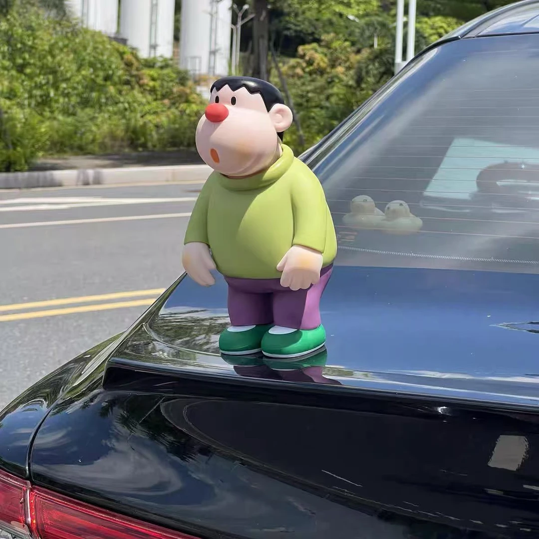 车载歪头胖虎汽车摆件呆萌创意车顶搪胶可爱车尾公仔个性装饰