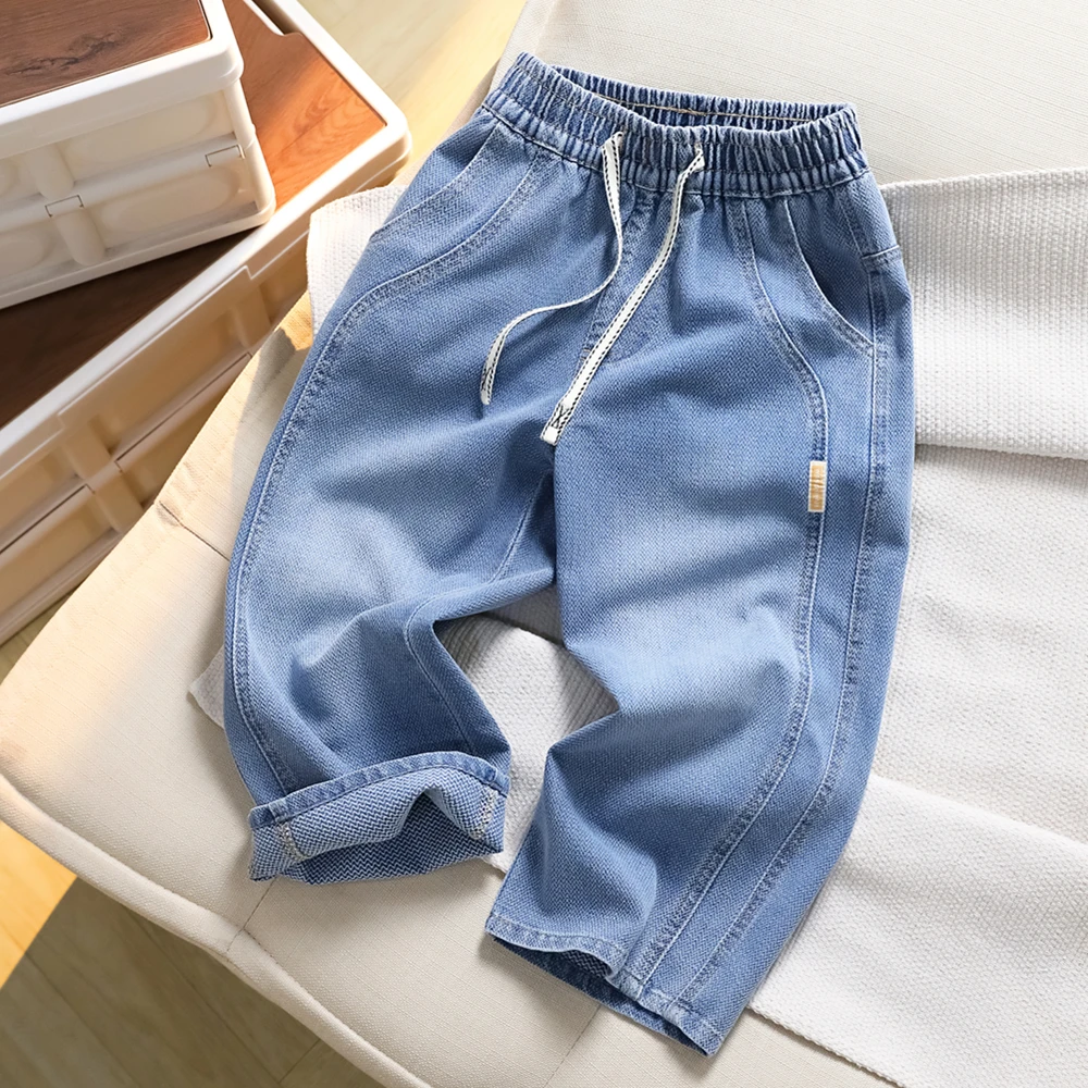 夏季儿童薄款宽松牛仔裤超软百搭休闲裤童装男童洋气裤子中大童潮