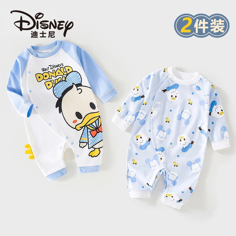 Disney/迪士尼 2件装 婴儿连体衣春秋外出服宝宝纯棉衣服可爱哈衣