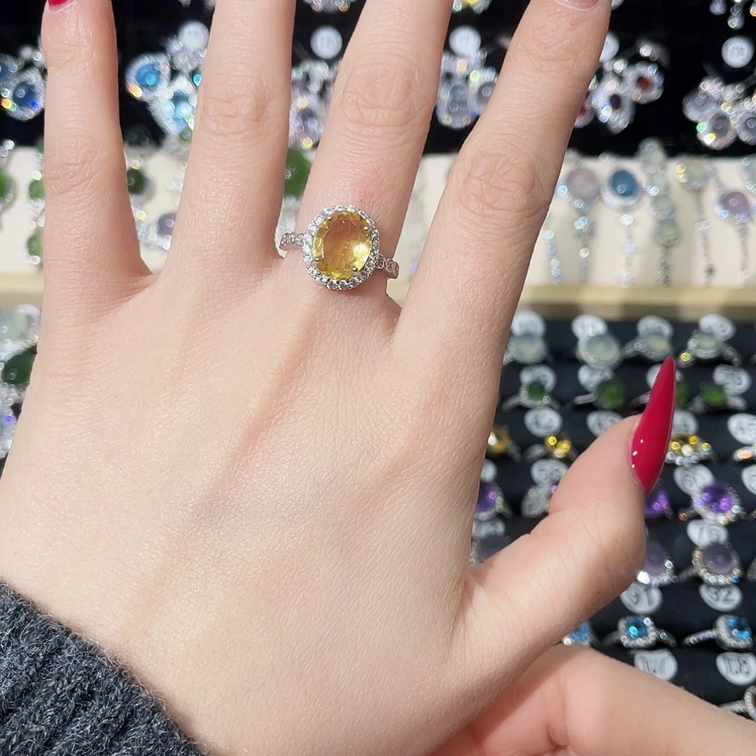 银S925镶嵌戒指黄晶戒指