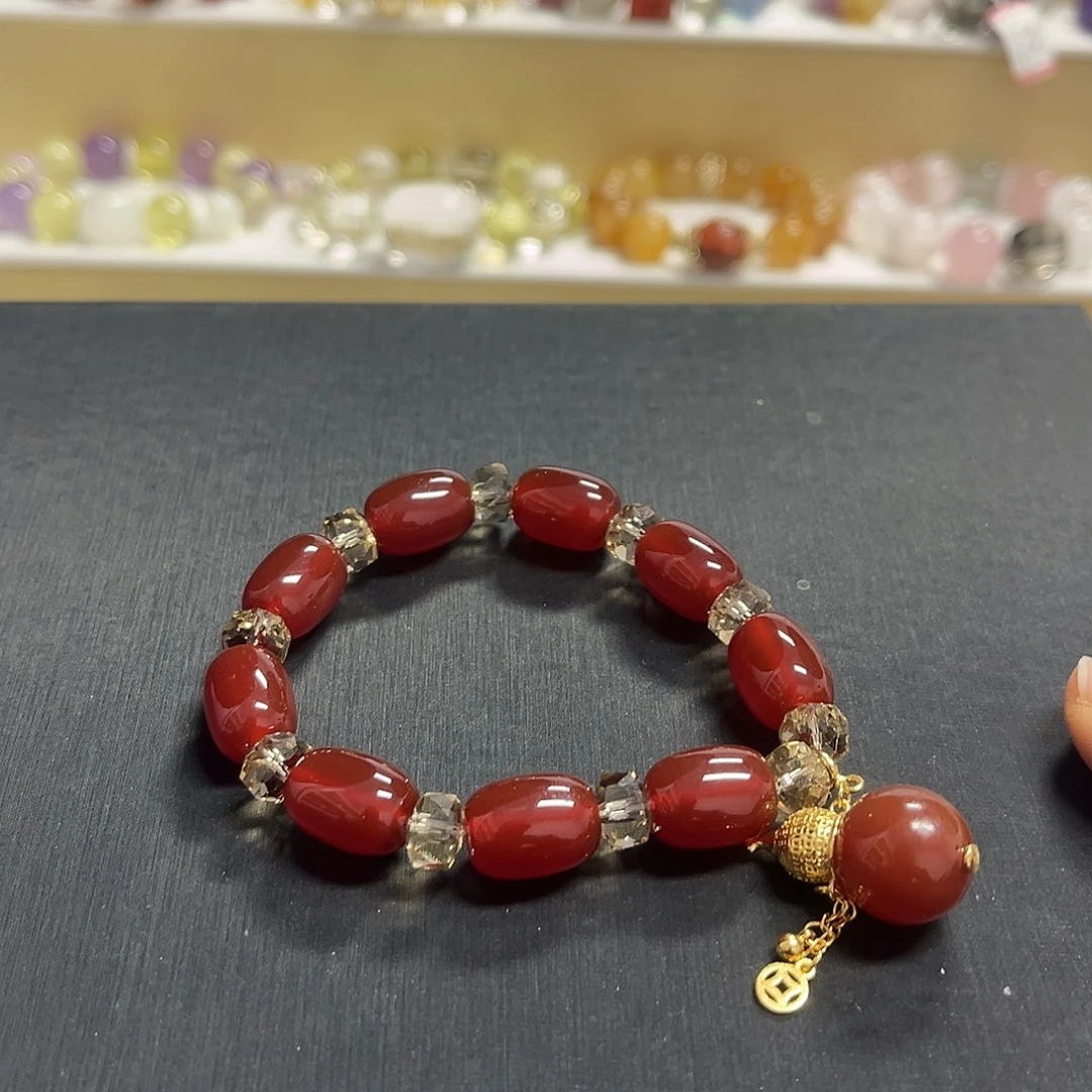 未镶嵌水晶手链黄水晶加红玛瑙设计款手串