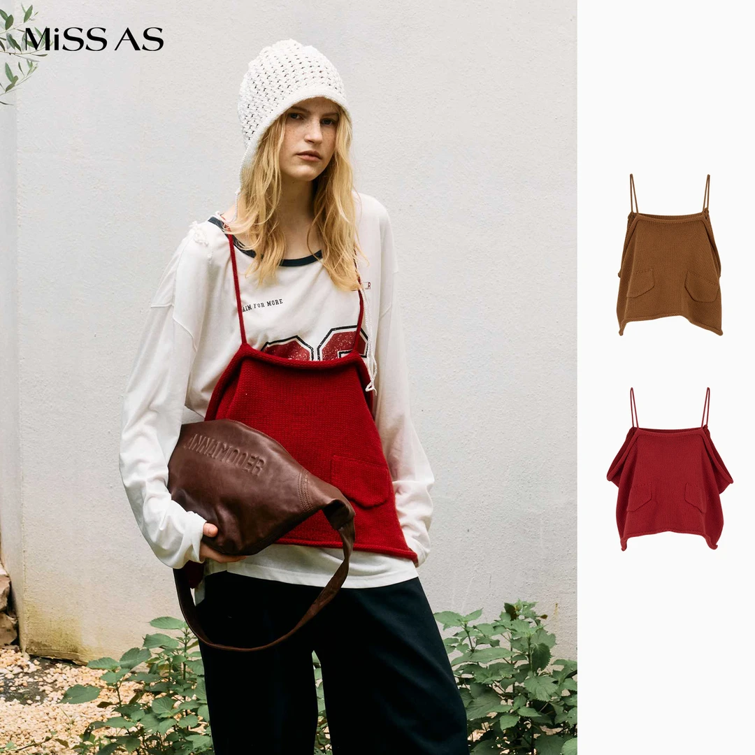 【ANNAMOOER】简约百搭无袖针织吊带上衣女款26早春