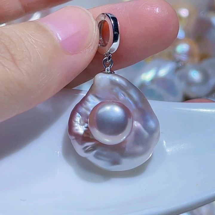 淡水珍珠银S925镶嵌颈饰