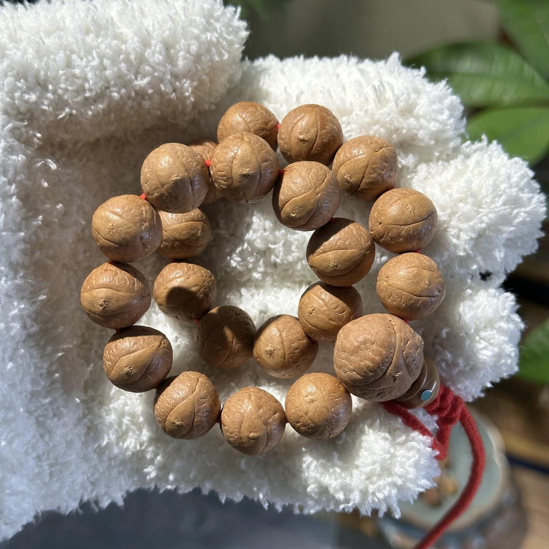 文玩级尼泊尔凤眼菩提手串橘黄皮油籽大眼睛矮桩正圆大眼