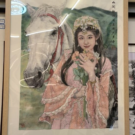 国画人物画作精品带框