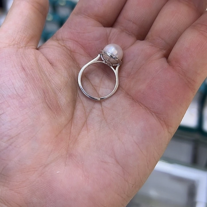 戒指银S925镶嵌淡水珍珠