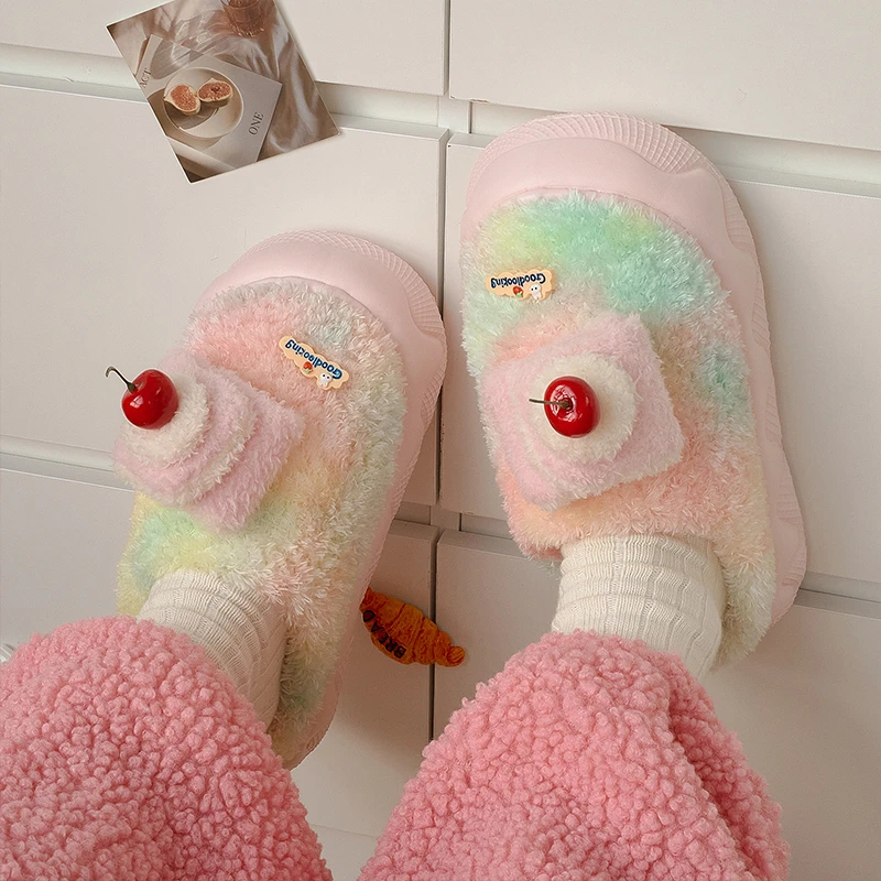 厚底棉拖鞋女秋冬季2025新款室内居家防滑保暖可爱毛绒拖鞋女外穿