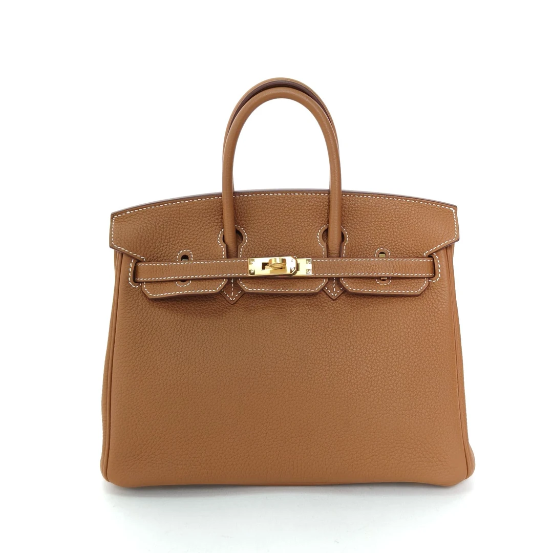 99新 Hermes/爱马仕 【黑黑】Birkin 25 金棕色 Y刻 金扣