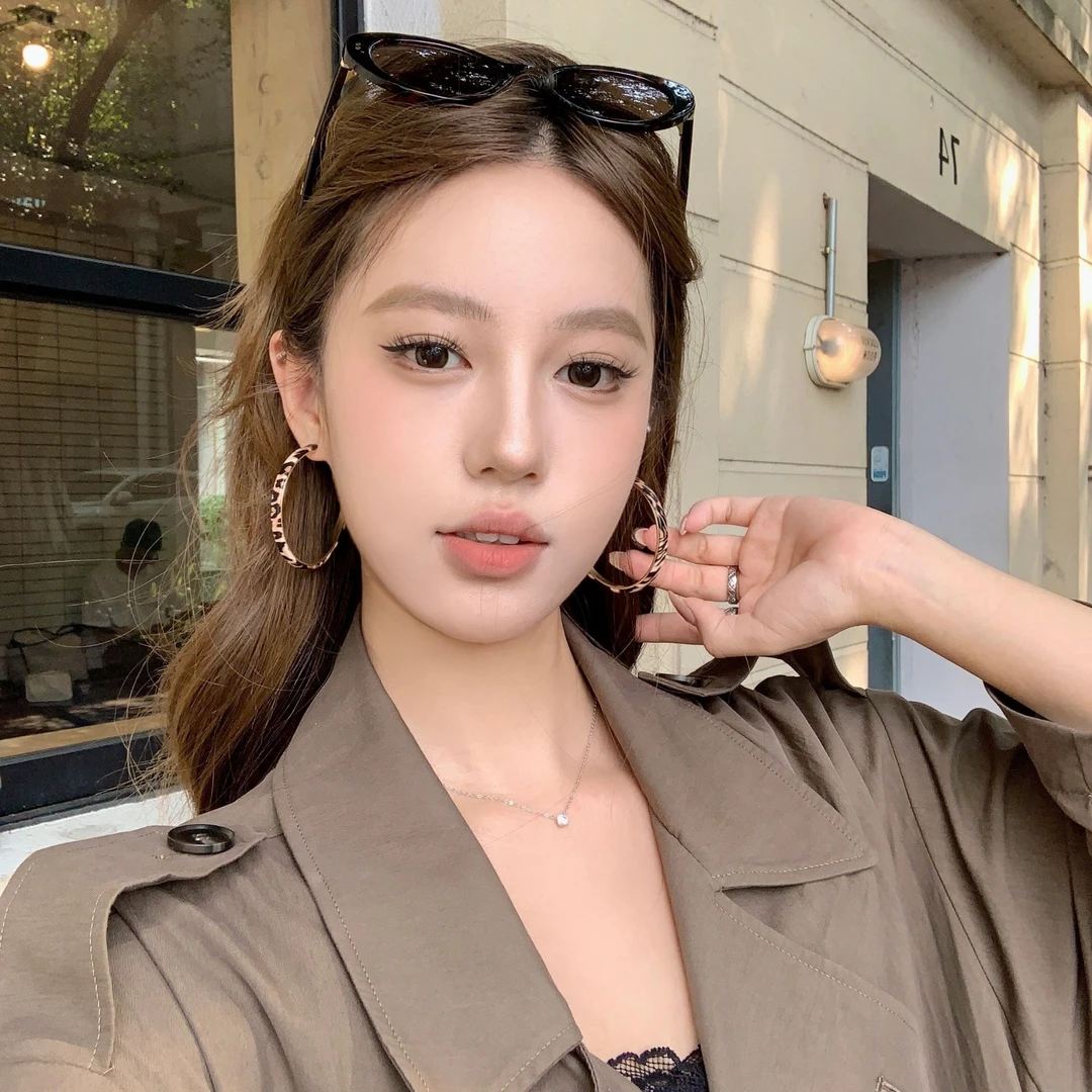 合金耳饰 亚裔姐感 早秋复古豹纹大圈圈耳环个性夸张气质耳饰女