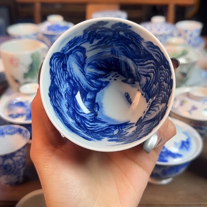 名窑口 山水杯主人杯放漏