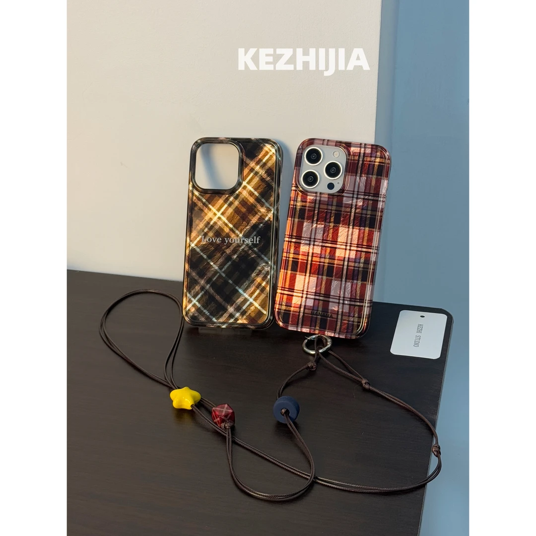 【壳之】高级简约ins风锡格纹适用苹果16/15/14/13Promax防摔手机壳