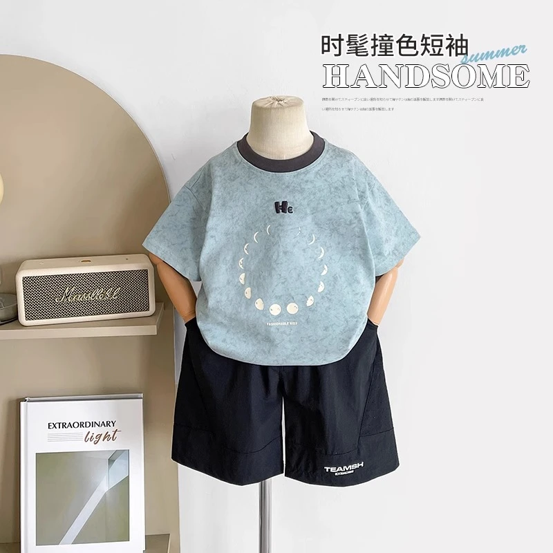 男童夏装t恤短袖2025新款儿童帅扎染男孩宝宝夏季纯棉上衣洋气潮3