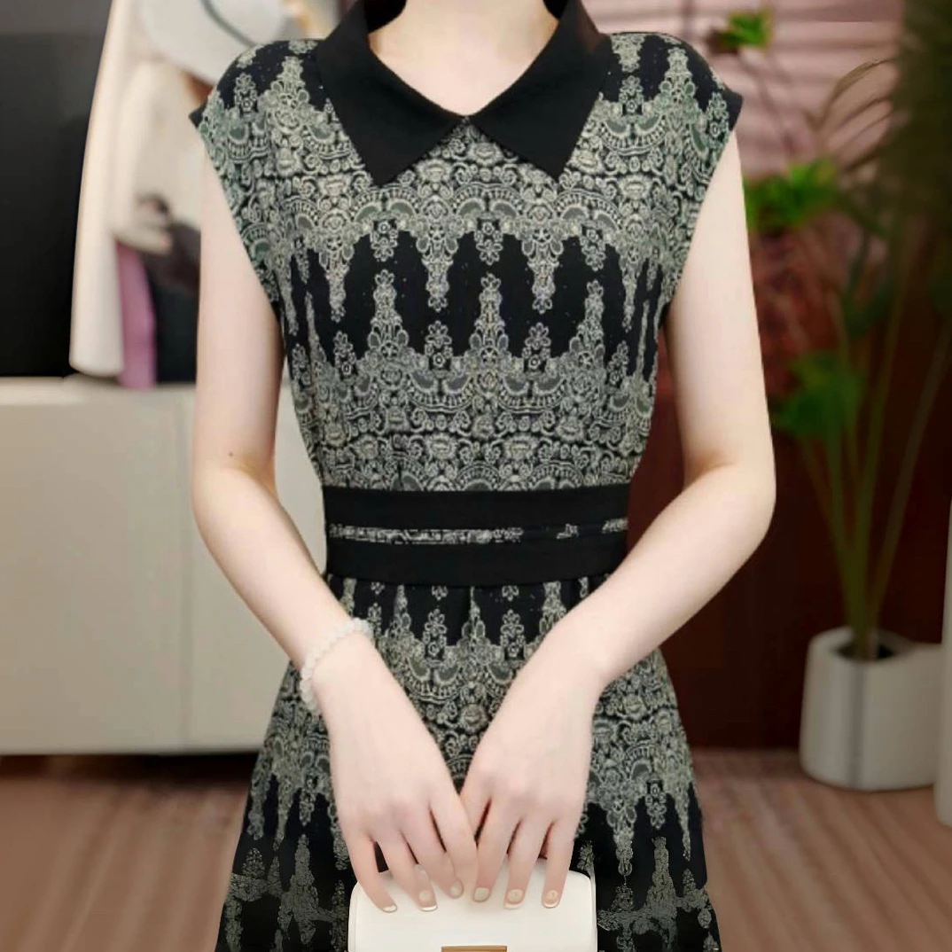 【送腰带】杭州原版正品2025夏季新款减龄高级感显瘦连衣裙E-4005