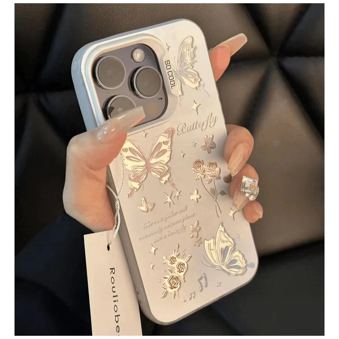 镂空玫瑰蝴蝶适用于iPhone华为苹果17小米oppo荣耀vivo手机防摔壳