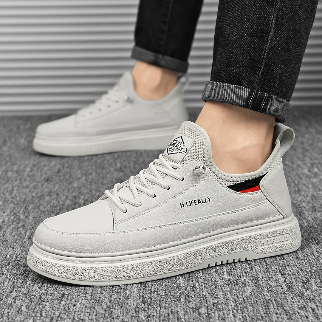 HLA/海澜之家 2025新款时尚男鞋潮流百搭透气厚底休闲板鞋耐磨男