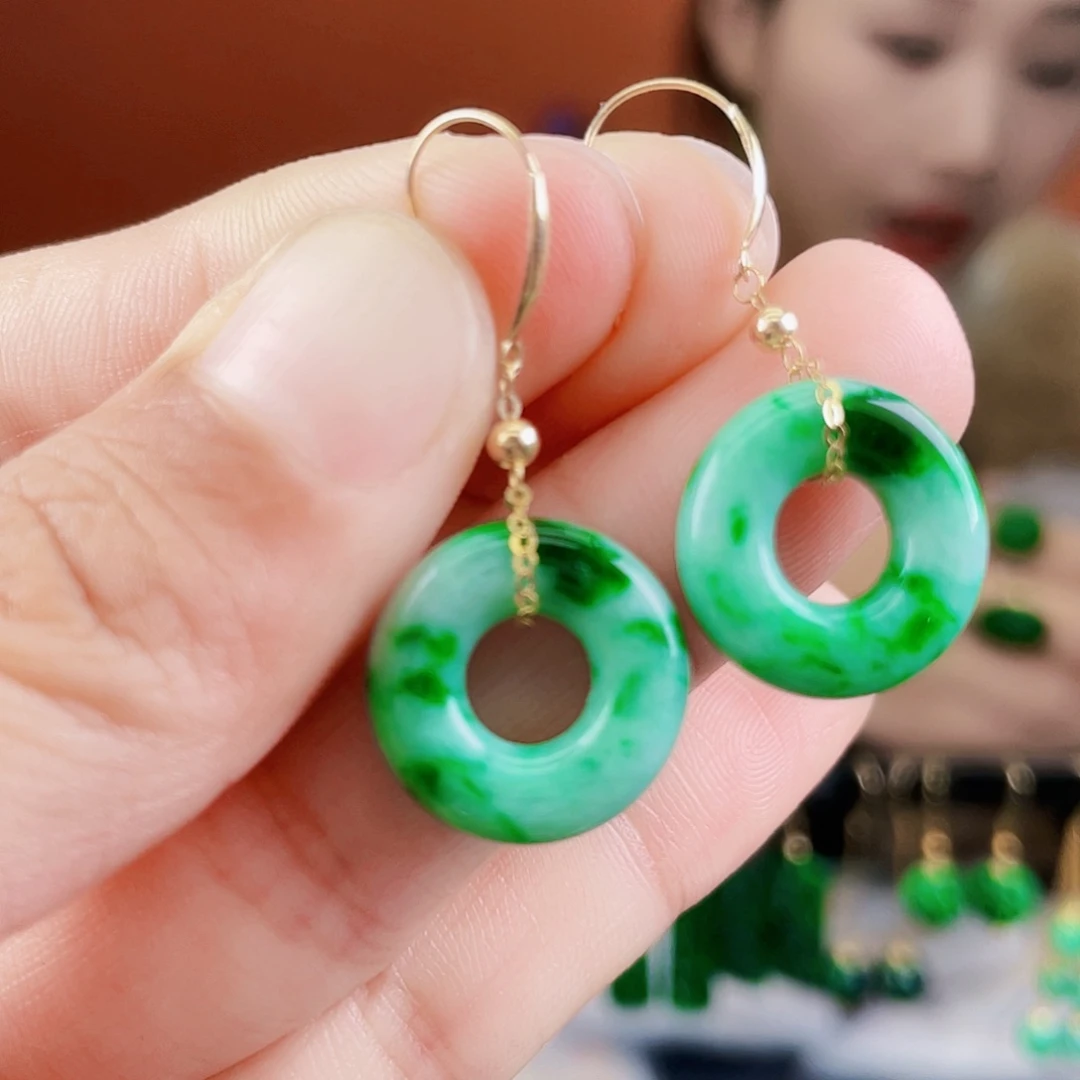 翡翠18K金镶嵌耳饰