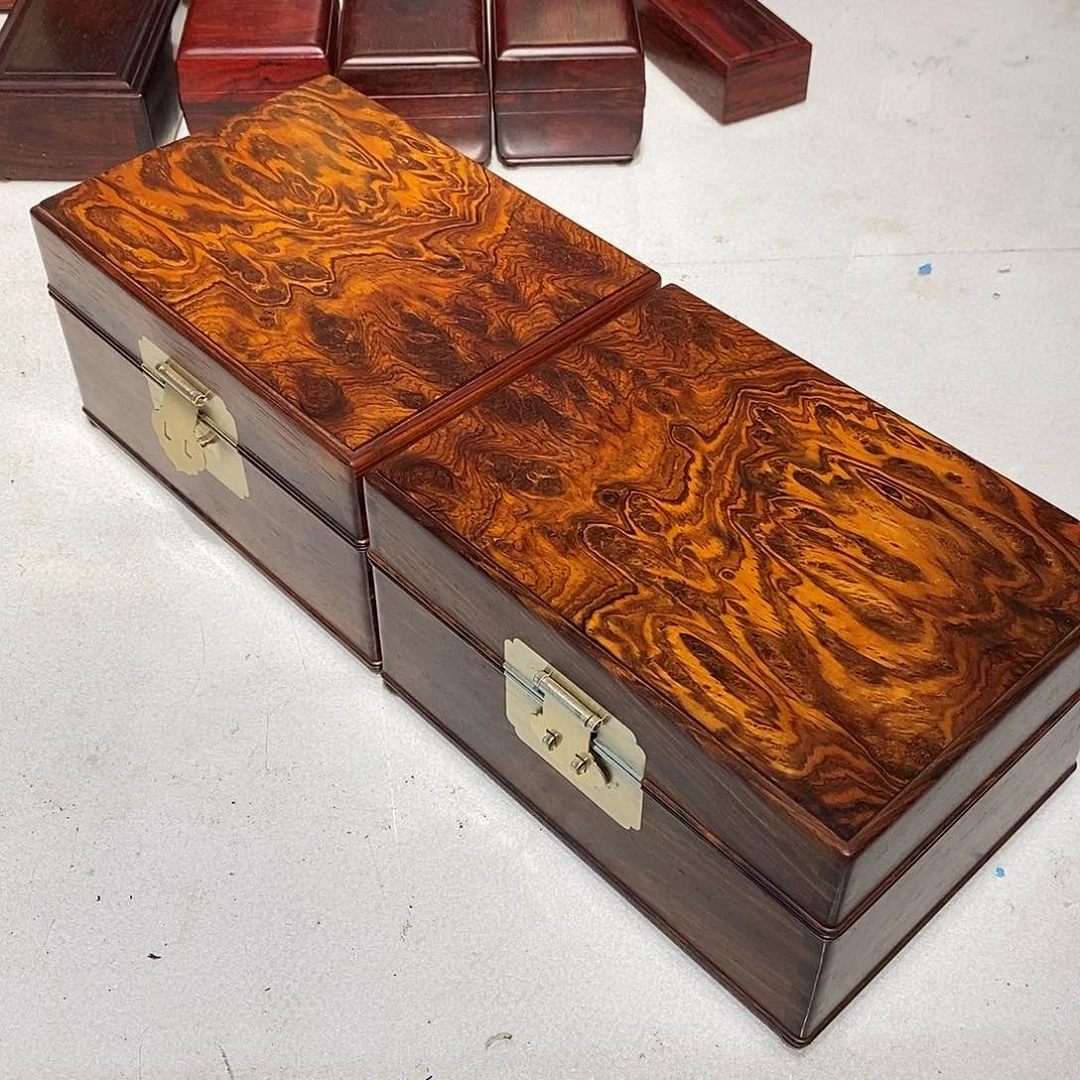 微凹黄檀（南美大红酸枝）独板首饰盒一对20/15/11