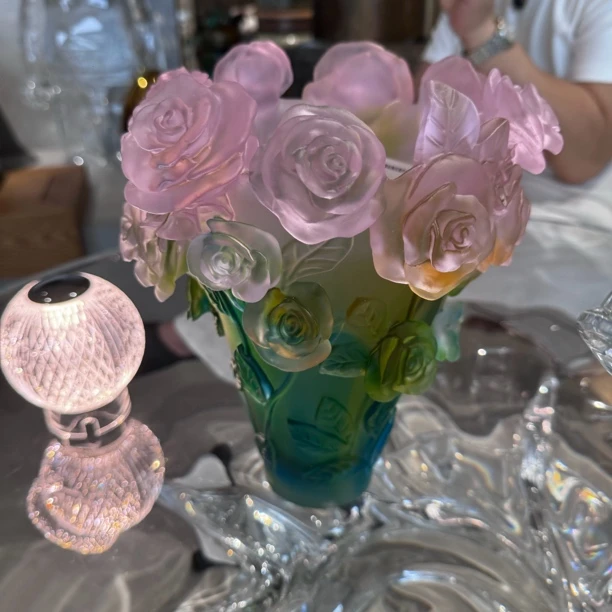 【BENNY专属】 玫瑰瓶琉璃摆件客厅插花玄装饰品