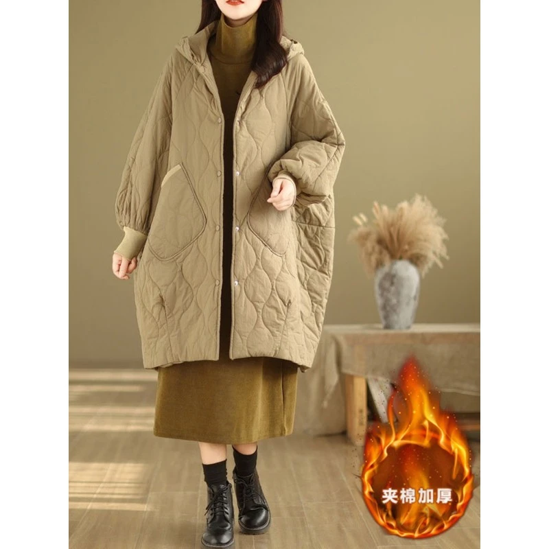 哥弟阿玛施正品中长款加肥加大服女冬季时尚洋气妈妈大码休闲连帽