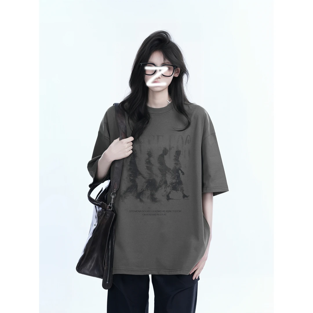 夏季新款纯棉短袖t恤女休闲时尚小众中性风情侣款半袖上衣服