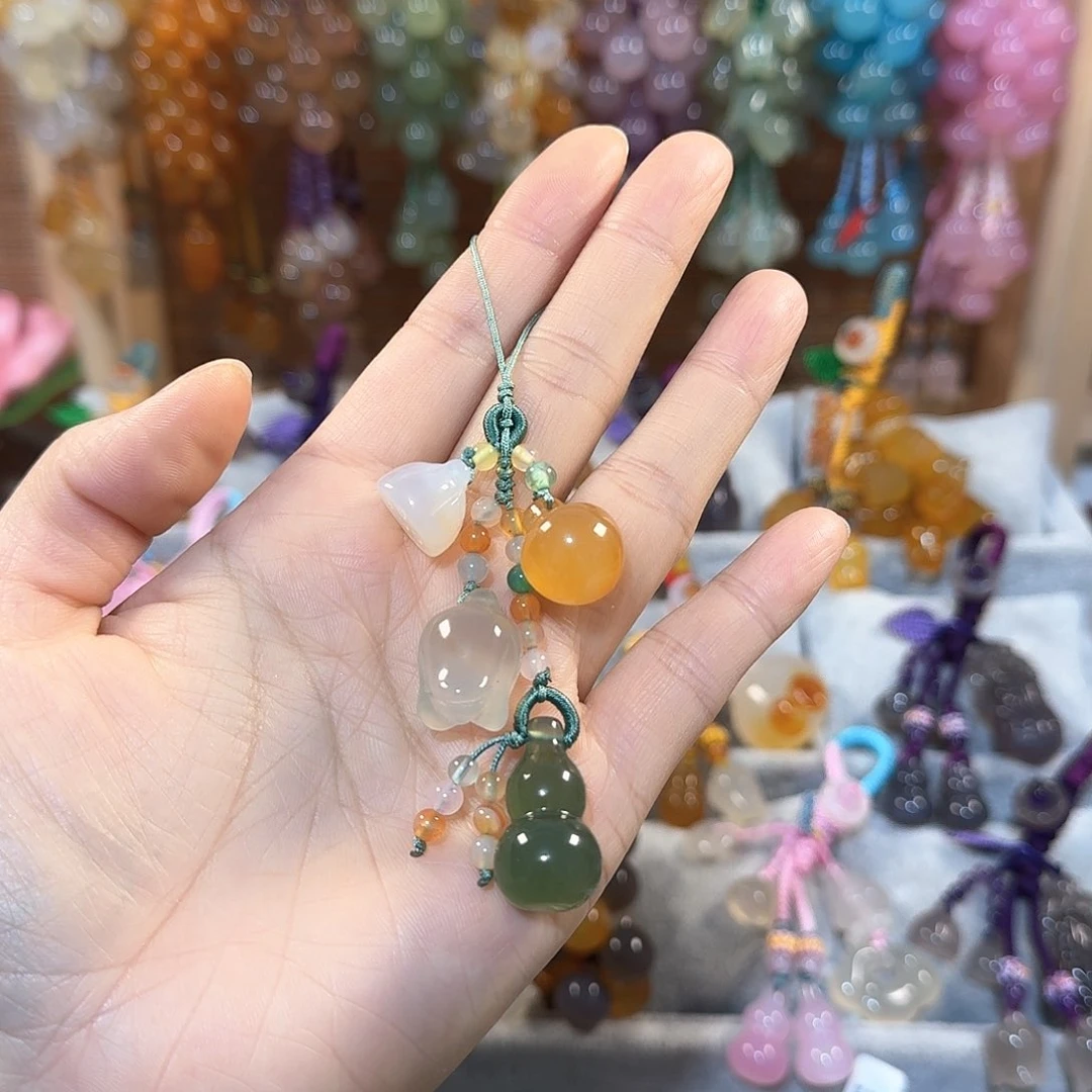 玛瑙/玉髓手机挂件合金